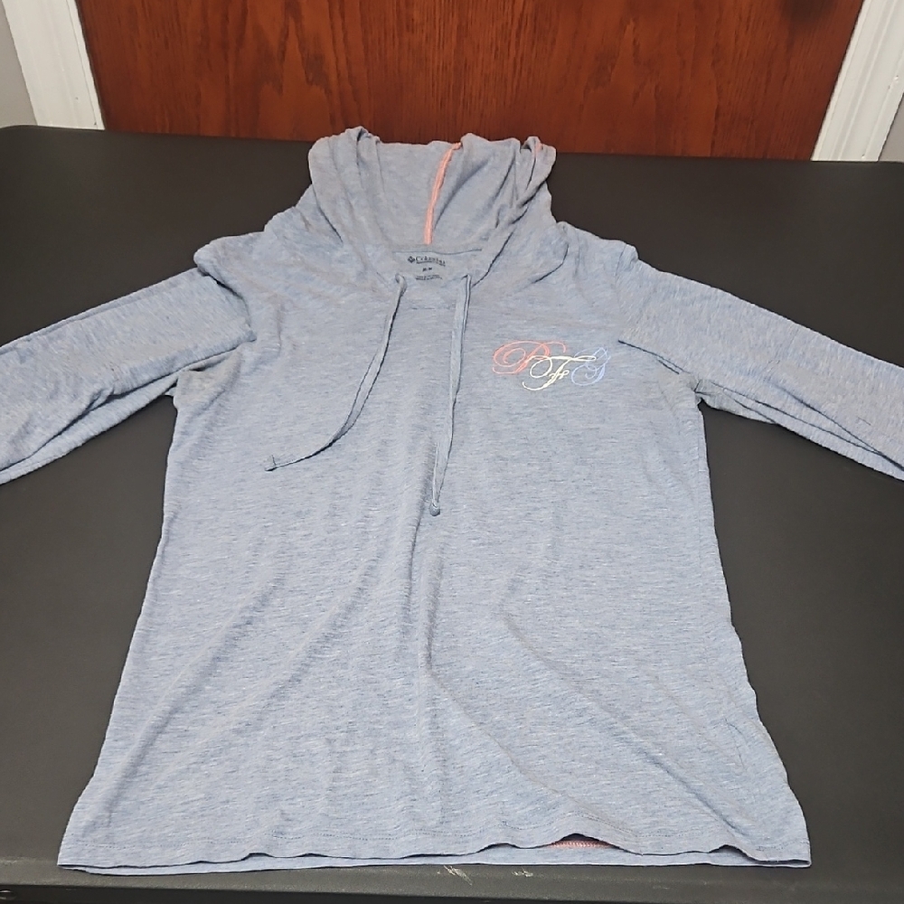 Light Blue Hooded Pullover with Script Logo
